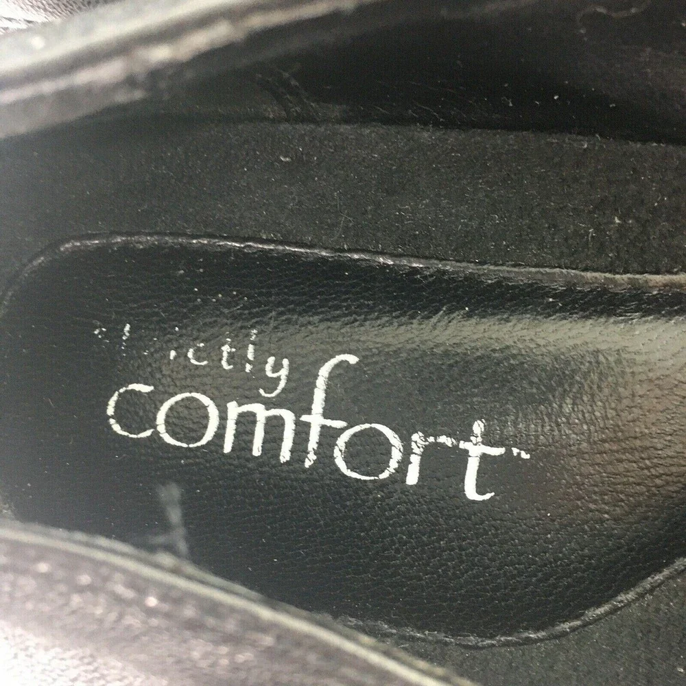 Strictly Comfort Leather Slip On Adjustable Shoes Womens 11 M Black Hook & Loop